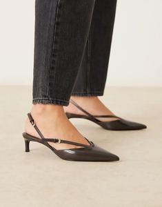 Туфли Mango из искусственной кожи с ремешками и острым каблуком, антрацитового цвета