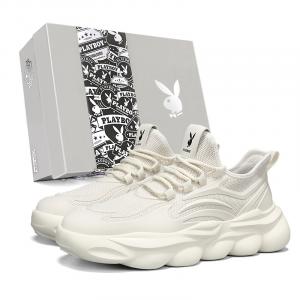 Playboy Мужские низкие массивные кроссовки с эффектом увеличения роста в коробке белые, цвет White[Box-Height Increasing]