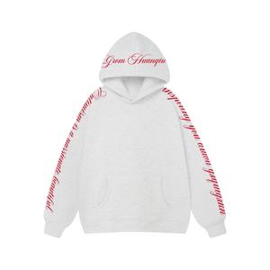 Толстовка Unisex Hooded Moderate Heavyweight HUANQIU, белый heather серый (красный )