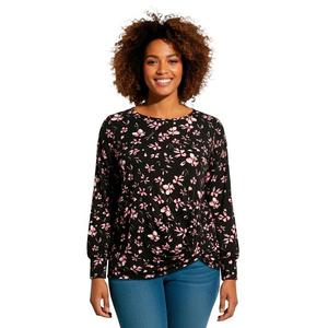 Женский топ с круглым вырезом и узлом на подоле Plus Size Avenue, Pink Petal Confetti