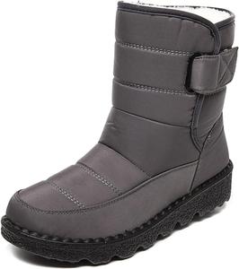 Женские зимние ботинки PURCHAWEE с искусственным мехом, водонепроницаемые, противоскользящие, с хорошей поддержкой свода стопы, на платформе, ботильоны без шнурков, Grey