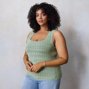 Майка-свитер с квадратным вырезом больших размеров Lc Lauren Conrad, цвет valor green