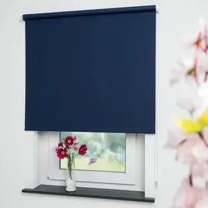 Ролетная штора Liedeco с боковой тягой «Uni», затемняющая, энергосберегающая, с отверстием, темно-синий