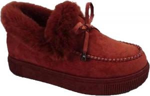 Женские ботинки с круглым носком, толстой подошвой, ортопедической поддержкой свода стопы, шерстяной теплой подкладкой, хлопковые утепленные обувь, ортопедическая обувь для женщин No Brand, Red 5.5