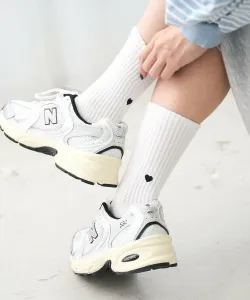 Носки в рубчик с вышивкой в виде сердца на спине Coen, цвет Off White