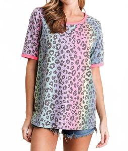 Леопардовый топ с рукавом реглан в разноцветном исполнении BiBi