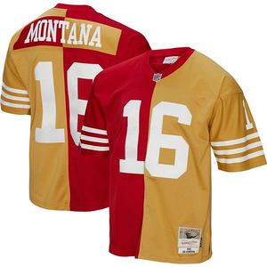 Мужская реплика джерси joe montana san francisco 49ers 1990 split legacy scarlet/gold Mitchell & Ness