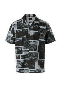 QS Рубашка на пуговицах Regular fit в черном цвете