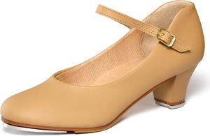 Танцевальные туфли Linodes из искусственной кожи с ремешком на щиколотке, высота каблука 4 см, для женщин, коричневый