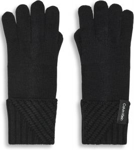 Женские зимние перчатки Calvin Klein с диагональной резинкой, Black