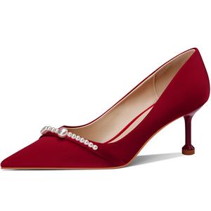 Lan Miao Женские туфли на тонком каблуке, бордовые