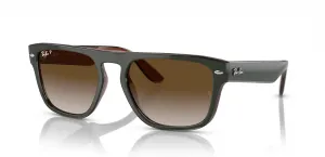 Солнцезащитные очки Ray-Ban RB4407 квадратной формы, Green/Dark Grey Transparent/Grey Gradient Brown Polarized
