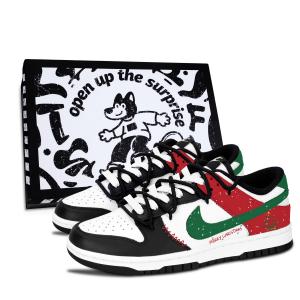 Nike Детские низкие скейтбордистские кроссовки Dunk Red Green Star Trail, красные, унисекс