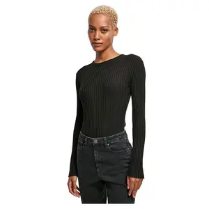 Футболка с длинным рукавом Urban Classics из ребристой вязки, черный