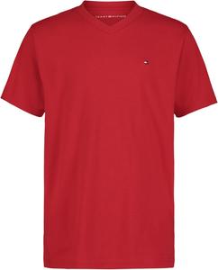 Футболка Tommy Hilfiger Boys с коротким рукавом и V-образным вырезом, мягкая, удобная, свободного кроя, Scarlet Sage