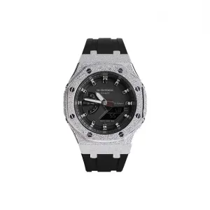 Часы Casio G-Shock Analog-Digital 2100 Series, арт. GA-2100-1A1, черный/морозный серебристый/черный