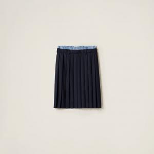 Юбка миди Batavia в складку Miu Miu, синий