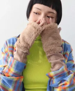 Перчатки Three Four Time/Fur x Long Rib (под заказ), цвет Camel