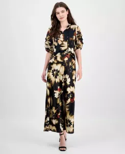 Женская юбка макси с принтом, натягивающаяся на себя Anne Klein, черный