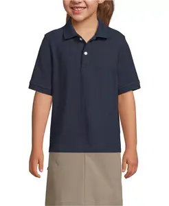 Школьная форма для девочек: поло с коротким рукавом из сетчатой ткани Lands' End, синий