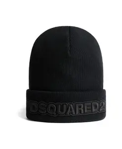 Вязаная шапка с вышитым логотипом Dsquared2, черный