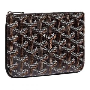 GOYARD Сенат холщовый кошелек с кожаной вставкой для карт клатч мини унисекс черный