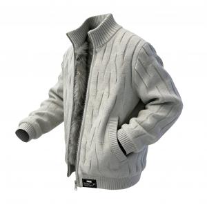 ZIAREL Куртка Unisex Premium Gray Thickened Thermal Mountain Hawk Stand Collar Thickened Multi Pocket Knitted