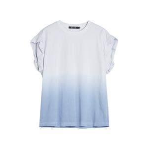 ELLE Футболка Women's Blue Crew Neck Moderate Straight Fit