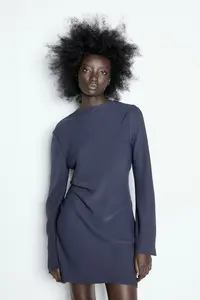 Платье с воротником хомутом H&M, синий