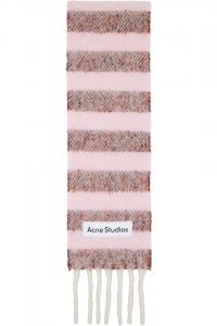 Acne Studios Узкий шерстяной шарф с розовой бахромой