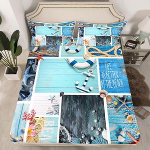 Erosebridal Комплект постельного белья Nautical Theme с 3D принтом морских ракушек и звезд в морском стиле, Multi 18