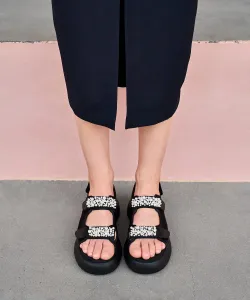 Спортивные сандалии с ремешками из бусин Charles & Keith, цвет Blacktextured