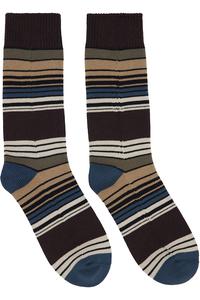 Sacai Коричневые носки в горизонтальную полоску