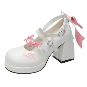 NX DOUGHNUT Туфли Мэри Джейн на массивном каблуке женские белые, цвет White