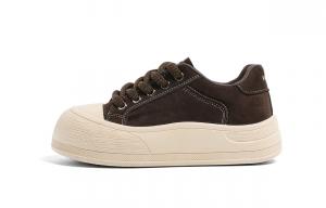 HUANQIU Женские низкие скейтерские кроссовки Coverage Height Increasing Lightweight Coffee