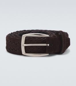 Плетёный пояс из замши Brioni, кофе