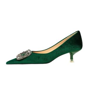 QITUMAUL Стройные каблуки на высоком каблуке женские зеленые, цвет Green[Heel Height 4.5cm]