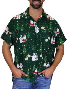 Рубашка на пуговицах классического кроя King Kameha Christmas Buddies, зеленый