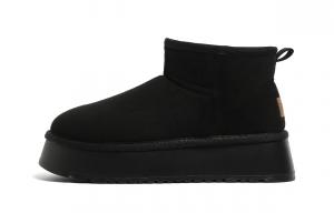 Утепленные короткие снежные ботинки для женщин с абразивостойкостью и эффектом увеличения роста HUANQIU, черный