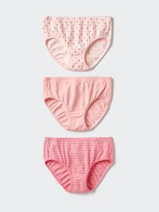 Трусы из хлопка с сердечками, 3 пары Uniqlo, цвет 11 розовый