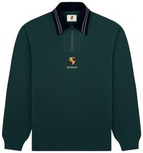 Пуловер Aimé Leon Dore x Porsche с жаккардовым воротником и застежкой-молнией до середины груди, модель, зеленый