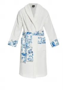 Халат с цветочным принтом и поясом Versace, белый