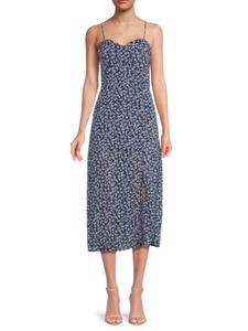 Платье миди с цветочным принтом и пуговицами по бокам Lea & Viola, цвет Navy Floral