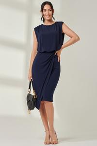 Платье карандаш с драпировкой и ярусами Jolie Moi, синий