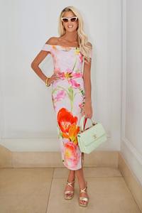 Платье миди с облегающим кроем Bardot Lipsy, розовый