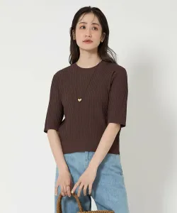 Вязаный свитер с коротким рукавом из сетчатой ткани United Arrows, цвет Dk Brown