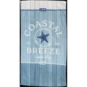 Полотенце для пляжа Breeze микрофибра, велюр, пляжное полотенце, впитывающее, легкое, 100x180 Good Morning, синий