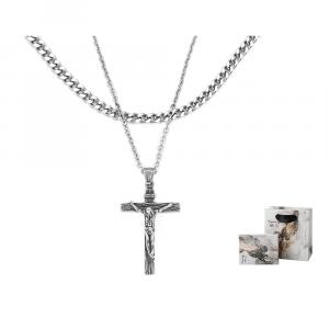 BAIJUAN Титановое стальное колье унисекс серебристого цвета