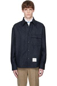 Оверсайз рубашка из плотного твида Donegal для ПК Thom Browne, синий