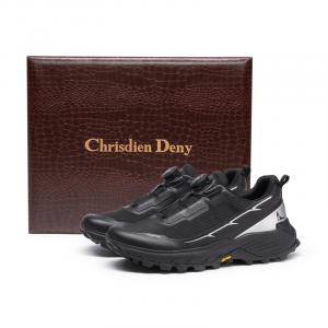 CHRISDIEN DENY Мужские черные противоскользящие низкие уличные ботинки с амортизацией [Крокодиловый принт], цвет [Crocodile Pattern Box]Black